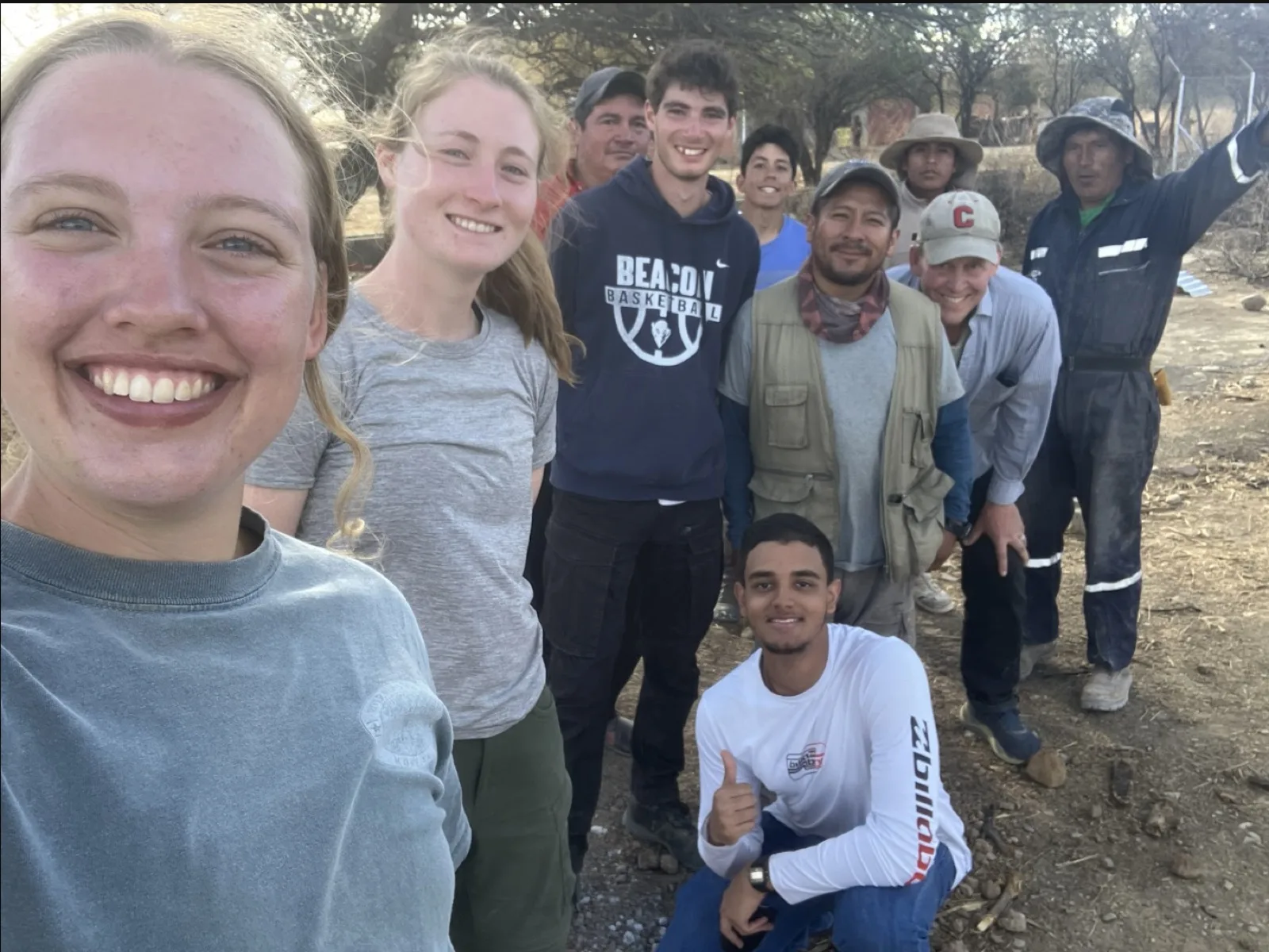 EWB Cornell members and community members at the worksite