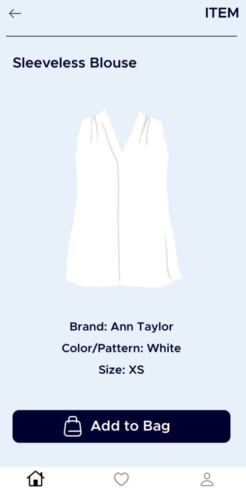Item detail screen of the Cornell Wardrobe app showing a blouse listing
